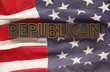 Photo: American flag with Republican word American flag with Republican word