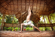 Yoga warrior in Indian shala