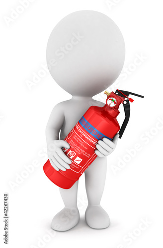 Illustration: 3d white people with an extinguisher 3d white people with an extinguisher