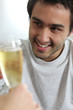 Man drinking champagne