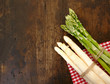 Fresh green and white asparagus with copyspace