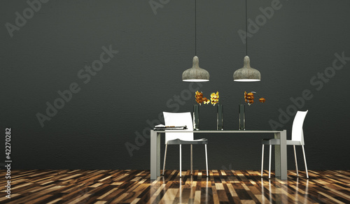 Illustration: Wohndesign - Esszimmer grau Wohndesign - Esszimmer grau