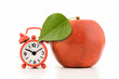 Apple with green leaf