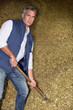Man working in a barn