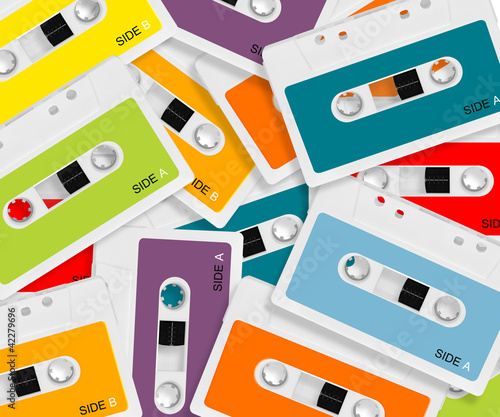 Photo: colored Audio casette colored Audio casette