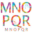 canvas print picture - Font - Colorful letters with drops and splashes from M to R