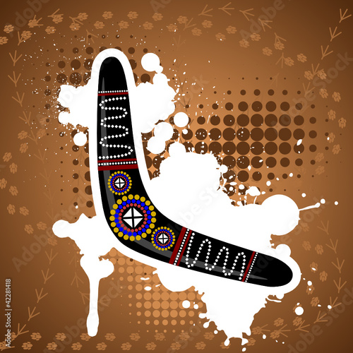 Vektor: Abstract background with an Australian boomerang Abstract background with an Australian boomerang