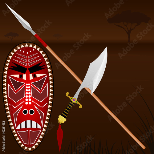 Vector: Illustration of African weapons Illustration of African weapons