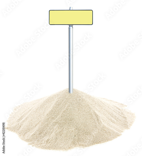 Illustrazione: panneau localisation sur tas de sable panneau localisation sur tas de sable