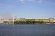 Fountain at Alster lake in Hamburg