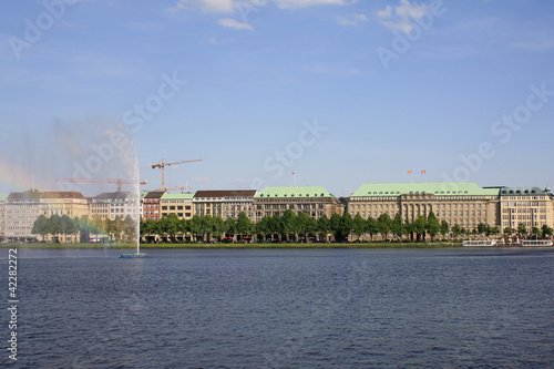 Photo: Fountain at Alster lake in Hamburg Fountain at Alster lake in Hamburg