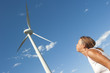 Wind mill blades powered by woman's blow
