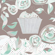 Vintage birthday card with cupcake. EPS 8