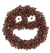 smile of coffee beans isolated on white