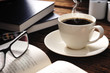 coffee with smoke and books