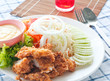 salad with fried chicken