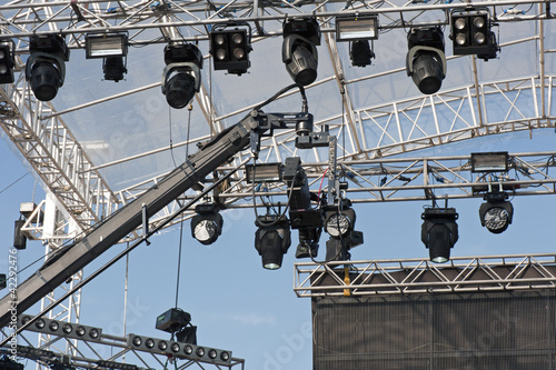 Photo: Scaffolding with lights and crane camera above the stage Scaffolding with lights and crane camera above the stage