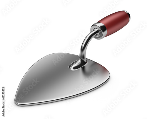 Illustration: Trowel. Work tool. 3D icon isolated on white background Trowel. Work tool. 3D icon isolated on white background