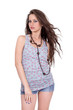 Attracetive girl wearing jeans shorts