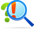 magnifying glass with question and answer