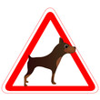 Vector: Warning sign with a funny brown Dog Warning sign with a funny brown Dog