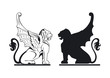 Black and white griffin illustration