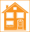 real estate symbol with isolated house silhouette in frame