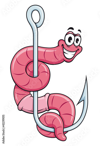 Vektor: Warm on fishing hook Warm on fishing hook