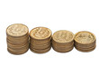 Photo: Coin stack isolated on white copy space Coin stack isolated on white copy space