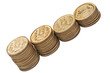 Photo: Currency Coin stack diagonally isolated on white copy space Currency Coin stack diagonally isolated on white copy space