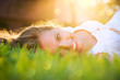 Spring Girl in Green Grass