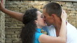 Close-up kissing couple in love