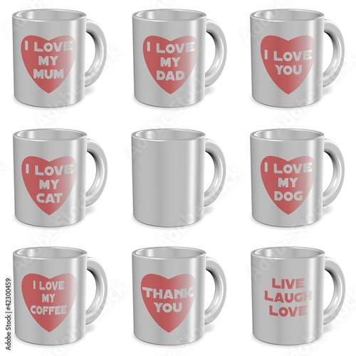 Illustration: I love mugs set I love mugs set