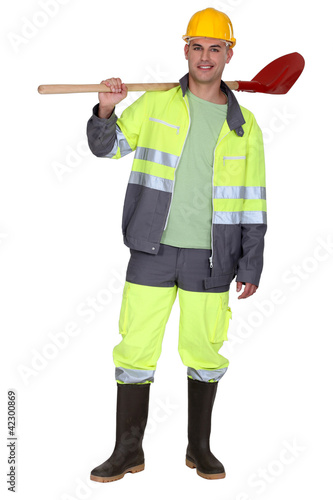 Foto: Building worker in work outfit Building worker in work outfit