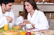 Couple having breakfast together