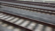 Close view of railroad track moving at high speed