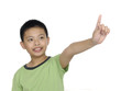 Photo: a cute little boy pointing upward a cute little boy pointing upward