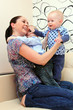 happy mother with children