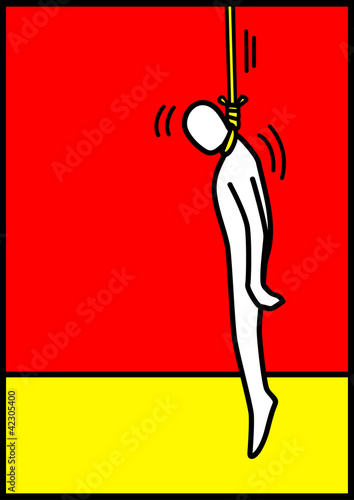 Vettoriale: Pop art illustration of a man figure being hanged Pop art illustration of a man figure being hanged