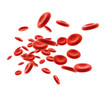 3d streaming blood cells isolated on white background