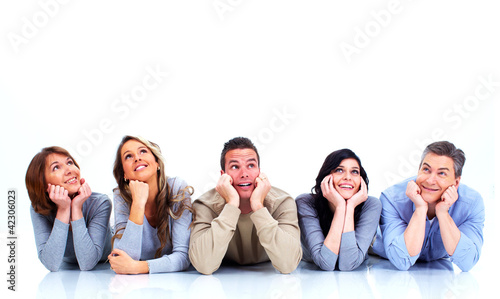 Photo: Group of people lying on the floor. Group of people lying on the floor.