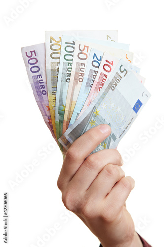 Photo: Hand hält Geldfächer Hand hält Geldfächer
