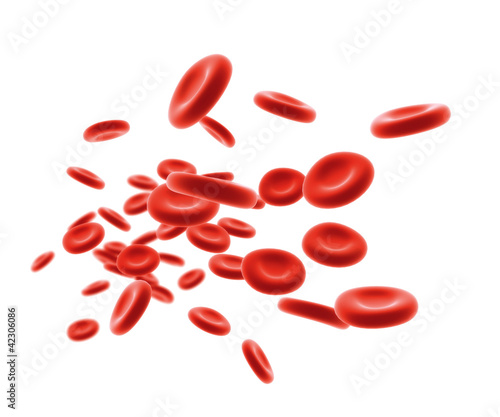 Illustration: 3d streaming blood cells isolated on white background 3d streaming blood cells isolated on white background