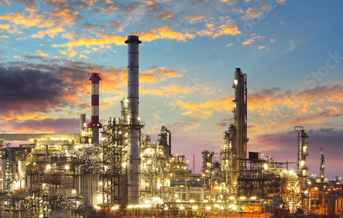 Photo: Oil refinery at twilight - factory Oil refinery at twilight - factory