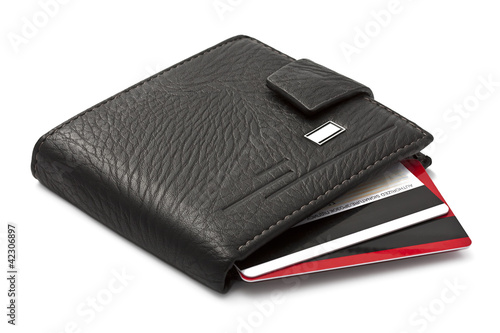 Photo: Leather wallet with credit cards inside Leather wallet with credit cards inside