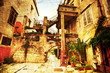 courtyard - picture in artistic retro style
