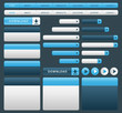 Blue and grey web design elements.