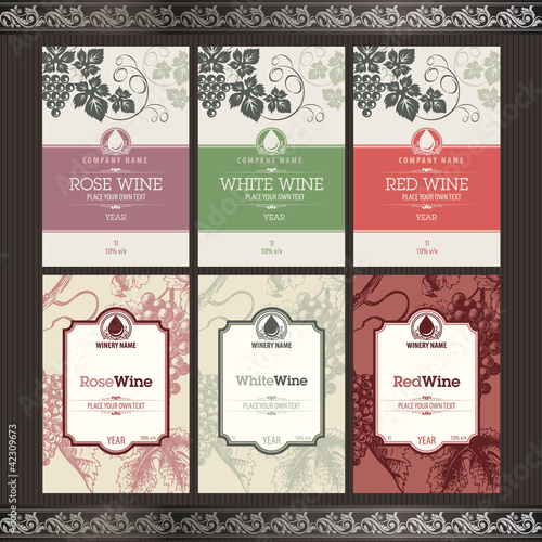 Vector: Set of vector wine labels Set of vector wine labels