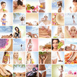 A collage of spa images with young and attractive women