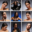 A collage of portraits of a young woman in beautiful makeup